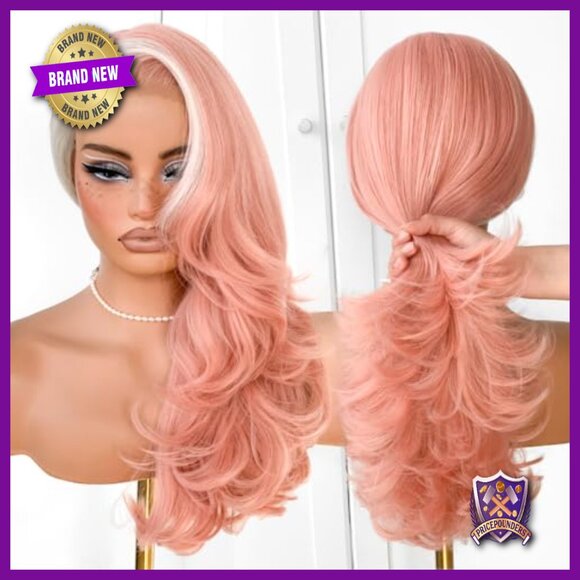 13x6 Glueless HD Lace Front Wig, Preplucked Synthetic Hair, Voluminous Layers